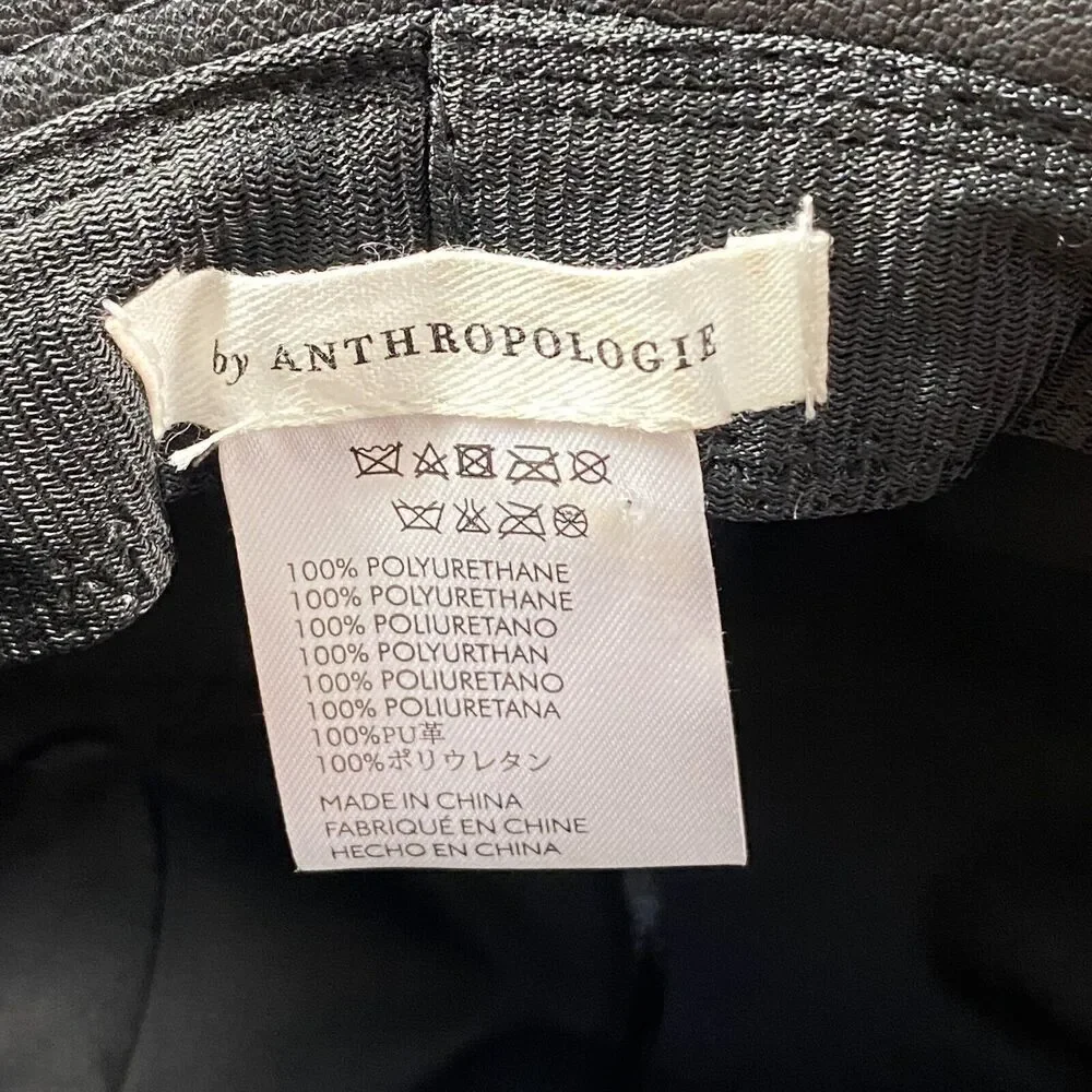 Anthropologie Faux Leather Bucket Hat Black Polyurethane Vegan Leather Womens OS